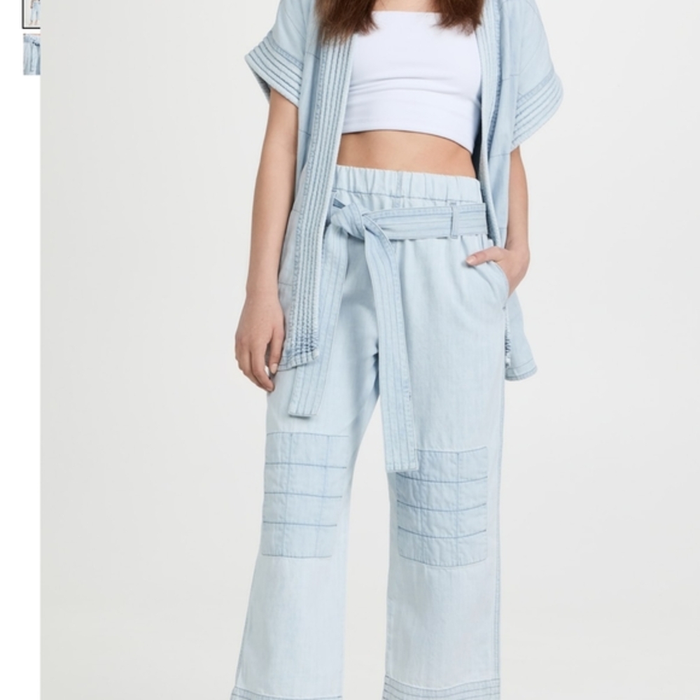 Stella McCartney Belted Wide Leg Denim Pant